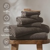 Madison Park Spa Waffle 100% Cotton Luxurious Towel Set, Premium Texture Waffle Weave, Highly Absorbent, Quick Dry, Hotel & Spa Quality Wash Clothes for Bathroom, Assorted Sizes, Sage Green 6 Piece(Charcoal)