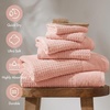 Madison Park Spa Waffle 100% Cotton Luxurious Towel Set, Premium Texture Waffle Weave, Highly Absorbent, Quick Dry, Hotel & Spa Quality Wash Clothes for Bathroom, Assorted Sizes, Sage Green 6 Piece(Pink)