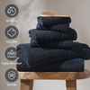 Madison Park Spa Waffle 100% Cotton Luxurious Towel Set, Premium Texture Waffle Weave, Highly Absorbent, Quick Dry, Hotel & Spa Quality Wash Clothes for Bathroom, Assorted Sizes, Sage Green 6 Piece(Navy)