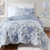 Madison Park Essentials Adele Reversible Pink Floral Quilt Set, Scalloped Edge, Lightweight All-Season Bedding Set, Elegant Gift for Her, Full/Queen – 3 Pieces (1 Quilt, 2 Standard Shams)(Blue)