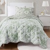 Madison Park Essentials Adele Reversible Pink Floral Quilt Set, Scalloped Edge, Lightweight All-Season Bedding Set, Elegant Gift for Her, Full/Queen – 3 Pieces (1 Quilt, 2 Standard Shams)(Green)