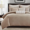Madison Park Signature Oversized King Comforter Set, Luxury Hotel Style Bedding with Embroidered Details, All Season Down Alternative Comforter, Matching Shams & Decorative Pillows, Taupe, 9 Piece(Taupe)