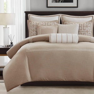 Madison Park Signature Oversized King Comforter Set, Luxury Hotel Style Bedding with Embroidered Details, All Season Down Alternative Comforter, Matching Shams & Decorative Pillows, Taupe, 9 Piece(Taupe)