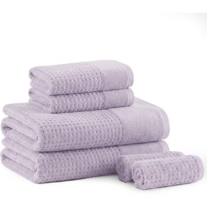 Madison Park Spa Waffle 100% Cotton Luxurious Towel Set, Premium Texture Waffle Weave, Highly Absorbent, Quick Dry, Hotel & Spa Quality Wash Clothes for Bathroom, Assorted Sizes, Sage Green 6 Piece(Lilac)
