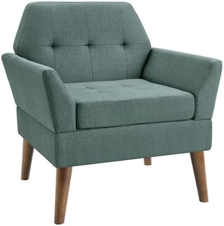 image:image510 DESIGN MidCentury Modern Accent Chair HandTufted Upholstered Armchair with Sinuous Spring amp HighDensity Foam Solid Wood Legs Lounge Chair for Living Room Bedroom Reading Nook TealBlue