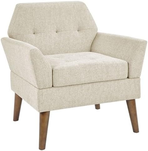 image:image510 DESIGN MidCentury Modern Accent Chair HandTufted Upholstered Armchair with Sinuous Spring amp HighDensity Foam Solid Wood Legs Lounge Chair for Living Room Bedroom Reading Nook TealBeige