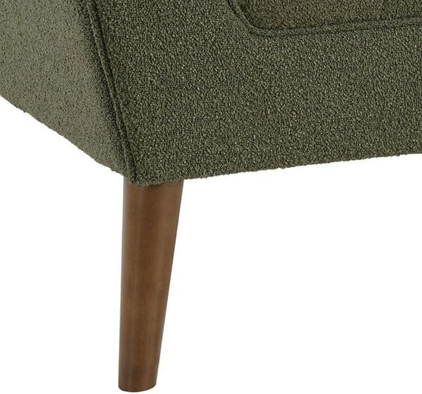image:imageInkIvy Newport Wide MidCentury Modern Lounge Chair HandTufted Velvet Upholstered Accent Armchair with Solid Wood Pecan Legs for Living Room Bedroom ReadingGreen