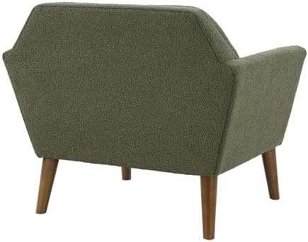 image:imageInkIvy Newport Wide MidCentury Modern Lounge Chair HandTufted Velvet Upholstered Accent Armchair with Solid Wood Pecan Legs for Living Room Bedroom ReadingGreen