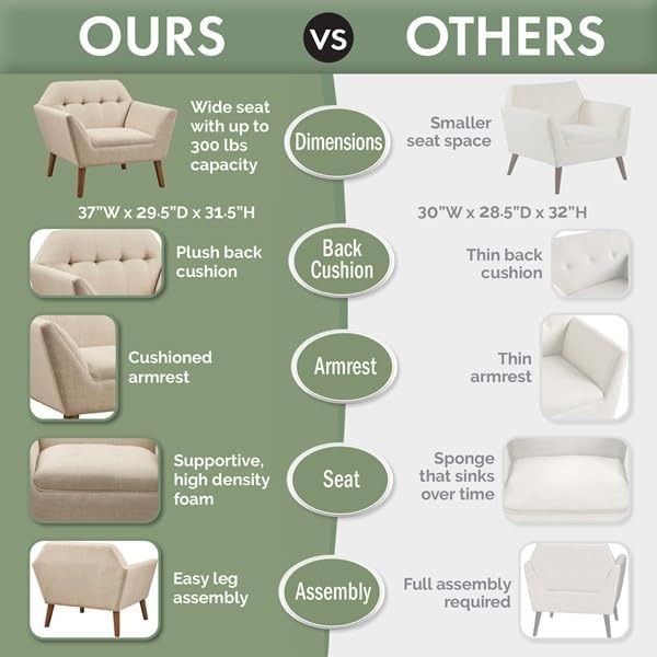 image:imageInkIvy Newport Wide MidCentury Modern Lounge Chair HandTufted Velvet Upholstered Accent Armchair with Solid Wood Pecan Legs for Living Room Bedroom ReadingGreen