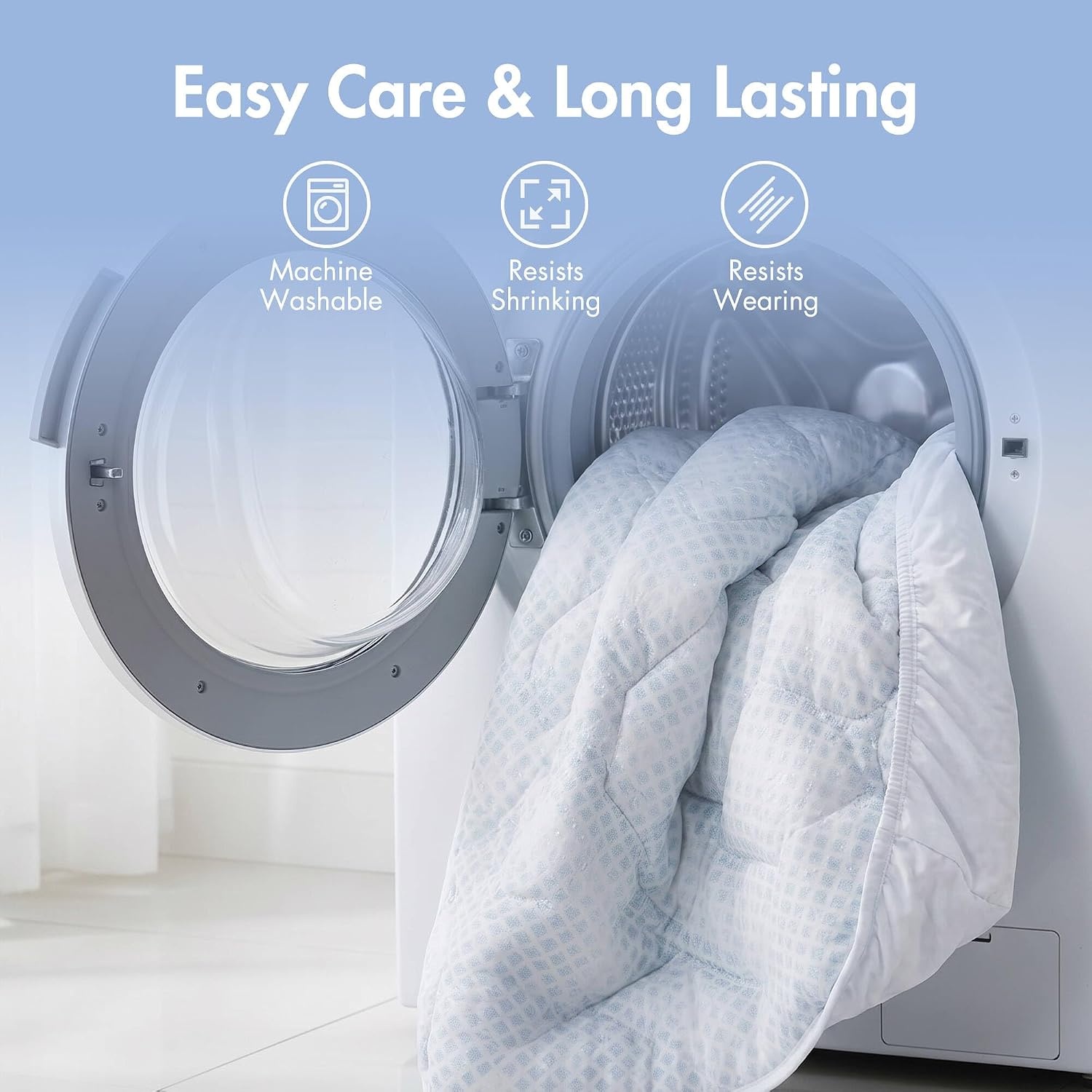 image:imageMadison Park 3Zone Breathable Knit Quilted Mattress Pad Blue Twin XL Naturally Cooling 3Zone Quilted Mattress Topper Cover 1518 inch Deep Pocket Elastic Skirt OEKOTEX CertifiedLight Blue