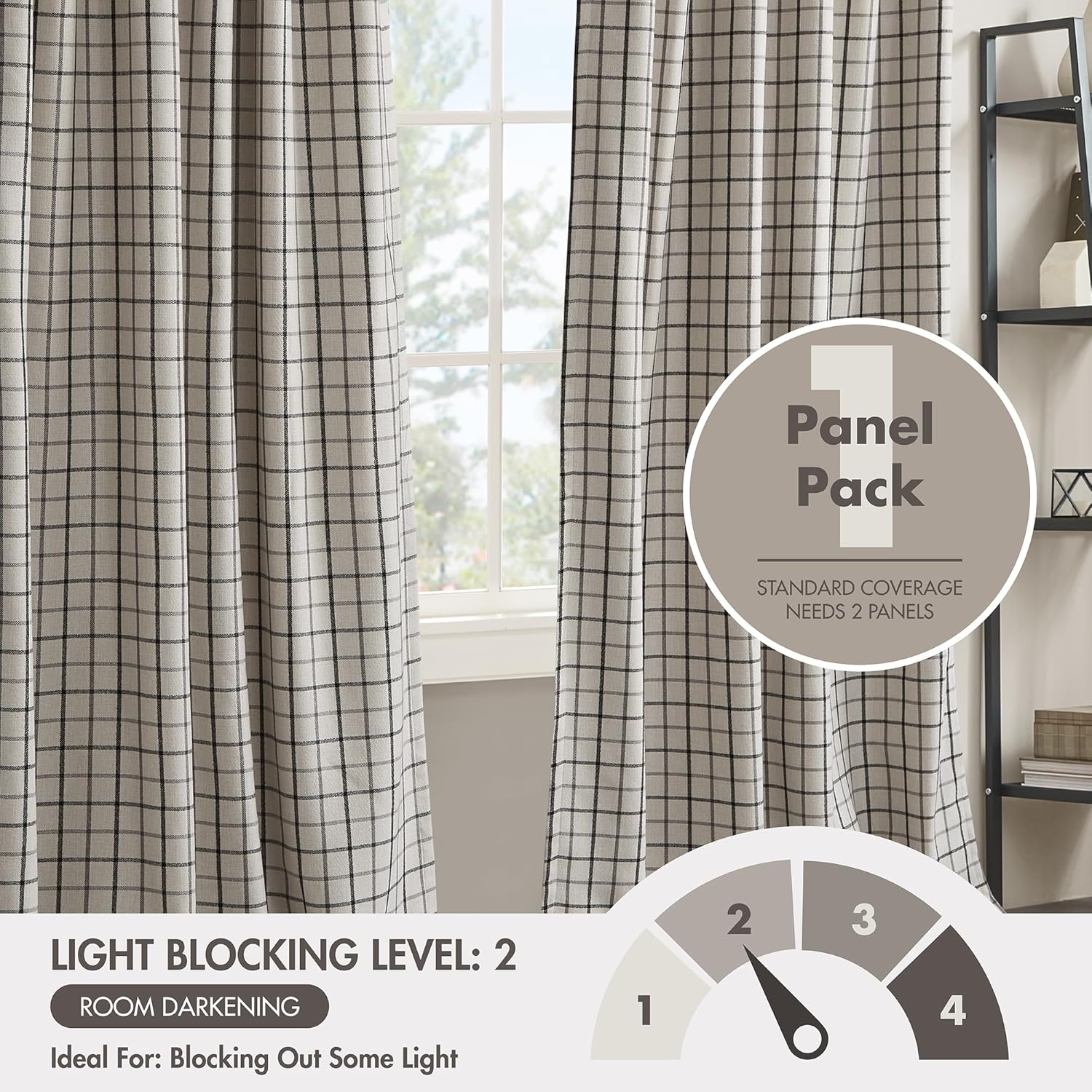 image:imageMadison Park Anaheim Cabin Plaid Curtain Window Thermal Insulated Fleece Lining Living Room Decor Room Darkening Drape for Bedroom 1Single Panel Pack 50x95 Rod Pocket amp Front Tab NeutralRod Pocket Back Tab Black