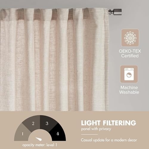 image:imageMadison Park Anaheim Cabin Plaid Curtain Window Thermal Insulated Fleece Lining Living Room Decor Room Darkening Drape for Bedroom 1Single Panel Pack 50x95 Rod Pocket amp Front Tab NeutralRod Pocket Solid Natural