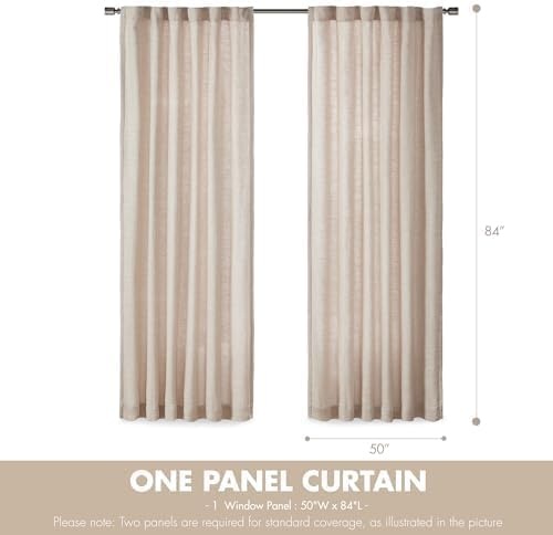 image:imageMadison Park Anaheim Cabin Plaid Curtain Window Thermal Insulated Fleece Lining Living Room Decor Room Darkening Drape for Bedroom 1Single Panel Pack 50x95 Rod Pocket amp Front Tab NeutralRod Pocket Solid Natural