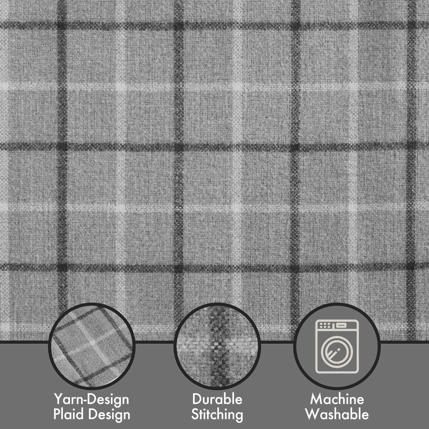 image:imageMadison Park Anaheim Cabin Plaid Curtain Window Thermal Insulated Fleece Lining Living Room Decor Room Darkening Drape for Bedroom 1Single Panel Pack 50x95 Rod Pocket amp Front Tab NeutralRod Pocket Back Tab Grey