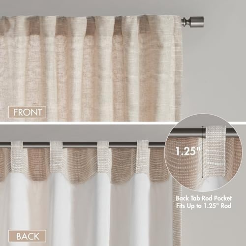image:imageMadison Park Anaheim Cabin Plaid Curtain Window Thermal Insulated Fleece Lining Living Room Decor Room Darkening Drape for Bedroom 1Single Panel Pack 50x95 Rod Pocket amp Front Tab NeutralRod Pocket Solid Natural