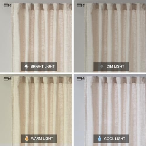 image:imageMadison Park Anaheim Cabin Plaid Curtain Window Thermal Insulated Fleece Lining Living Room Decor Room Darkening Drape for Bedroom 1Single Panel Pack 50x95 Rod Pocket amp Front Tab NeutralRod Pocket Solid Natural