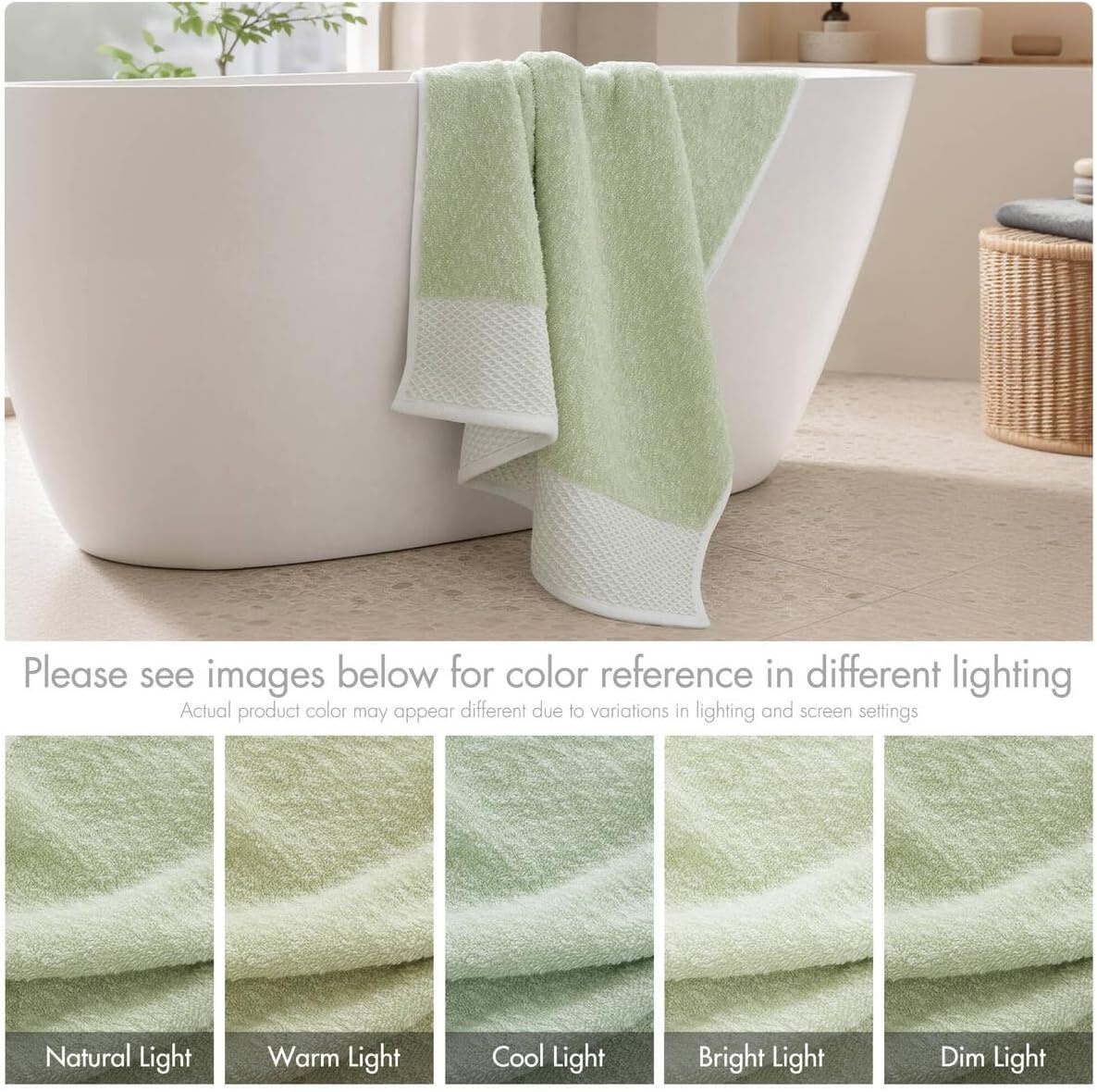 image:imageMadison Park Hayden 6 Piece Bath amp Hand Towel Set 550 GSM Charcoal YarnDyed Dobby Slub Texture 100 Combed Cotton 2 Bath 2 Hand 2 Washcloth Soft Absorbent Spa Hotel Quality TowelsSage Green