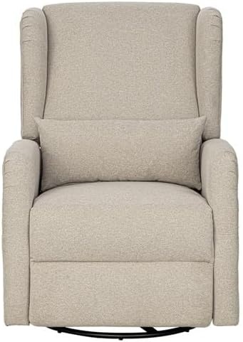 image:imageMadison Park Recliner amp Rocking Chair Glider Recliner Nursery Chair with Lumbar Pillow Swivel Rocker Recliner 3in1 Accent Chair with Side Pocket for Living Room Bedroom amp Small Spaces BlueBeige