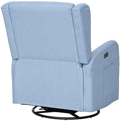 image:imageMadison Park Recliner amp Rocking Chair Glider Recliner Nursery Chair with Lumbar Pillow Swivel Rocker Recliner 3in1 Accent Chair with Side Pocket for Living Room Bedroom amp Small Spaces BlueLight Blue