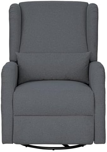 image:imageMadison Park Recliner amp Rocking Chair Glider Recliner Nursery Chair with Lumbar Pillow Swivel Rocker Recliner 3in1 Accent Chair with Side Pocket for Living Room Bedroom amp Small Spaces BlueGrey