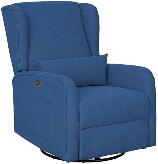 image:imageMadison Park Recliner amp Rocking Chair Glider Recliner Nursery Chair with Lumbar Pillow Swivel Rocker Recliner 3in1 Accent Chair with Side Pocket for Living Room Bedroom amp Small Spaces BlueBlue