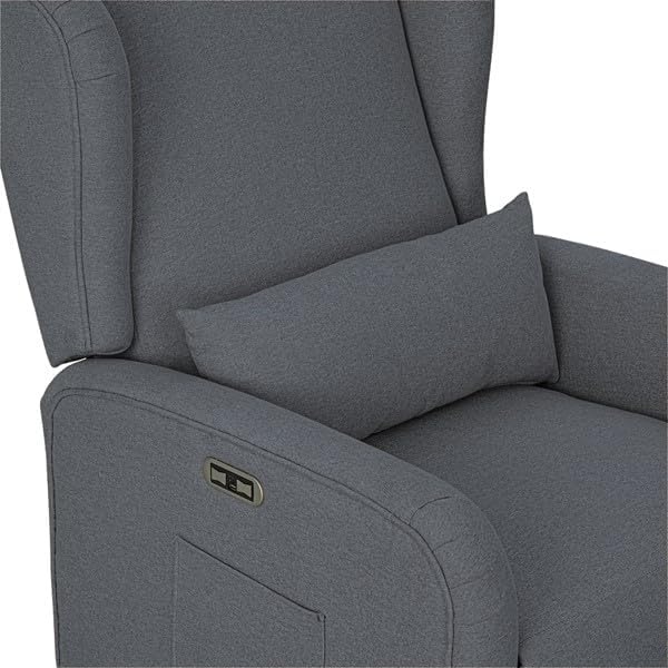 image:imageMadison Park Recliner amp Rocking Chair Glider Recliner Nursery Chair with Lumbar Pillow Swivel Rocker Recliner 3in1 Accent Chair with Side Pocket for Living Room Bedroom amp Small Spaces BlueGrey