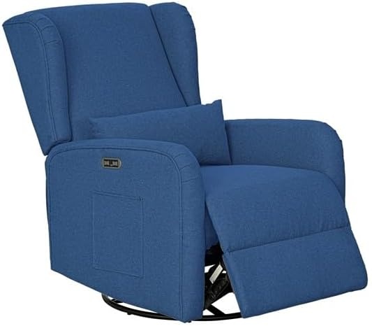 image:imageMadison Park Recliner amp Rocking Chair Glider Recliner Nursery Chair with Lumbar Pillow Swivel Rocker Recliner 3in1 Accent Chair with Side Pocket for Living Room Bedroom amp Small Spaces BlueBlue