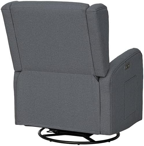 image:imageMadison Park Recliner amp Rocking Chair Glider Recliner Nursery Chair with Lumbar Pillow Swivel Rocker Recliner 3in1 Accent Chair with Side Pocket for Living Room Bedroom amp Small Spaces BlueGrey