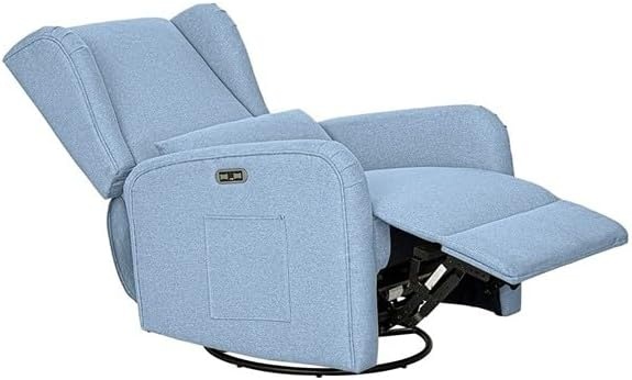 image:imageMadison Park Recliner amp Rocking Chair Glider Recliner Nursery Chair with Lumbar Pillow Swivel Rocker Recliner 3in1 Accent Chair with Side Pocket for Living Room Bedroom amp Small Spaces BlueLight Blue