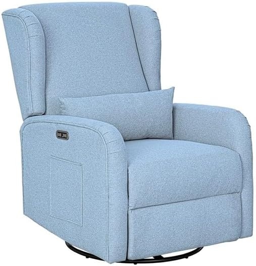 image:imageMadison Park Recliner amp Rocking Chair Glider Recliner Nursery Chair with Lumbar Pillow Swivel Rocker Recliner 3in1 Accent Chair with Side Pocket for Living Room Bedroom amp Small Spaces BlueLight Blue