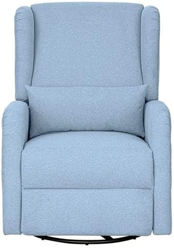 image:imageMadison Park Recliner amp Rocking Chair Glider Recliner Nursery Chair with Lumbar Pillow Swivel Rocker Recliner 3in1 Accent Chair with Side Pocket for Living Room Bedroom amp Small Spaces BlueLight Blue