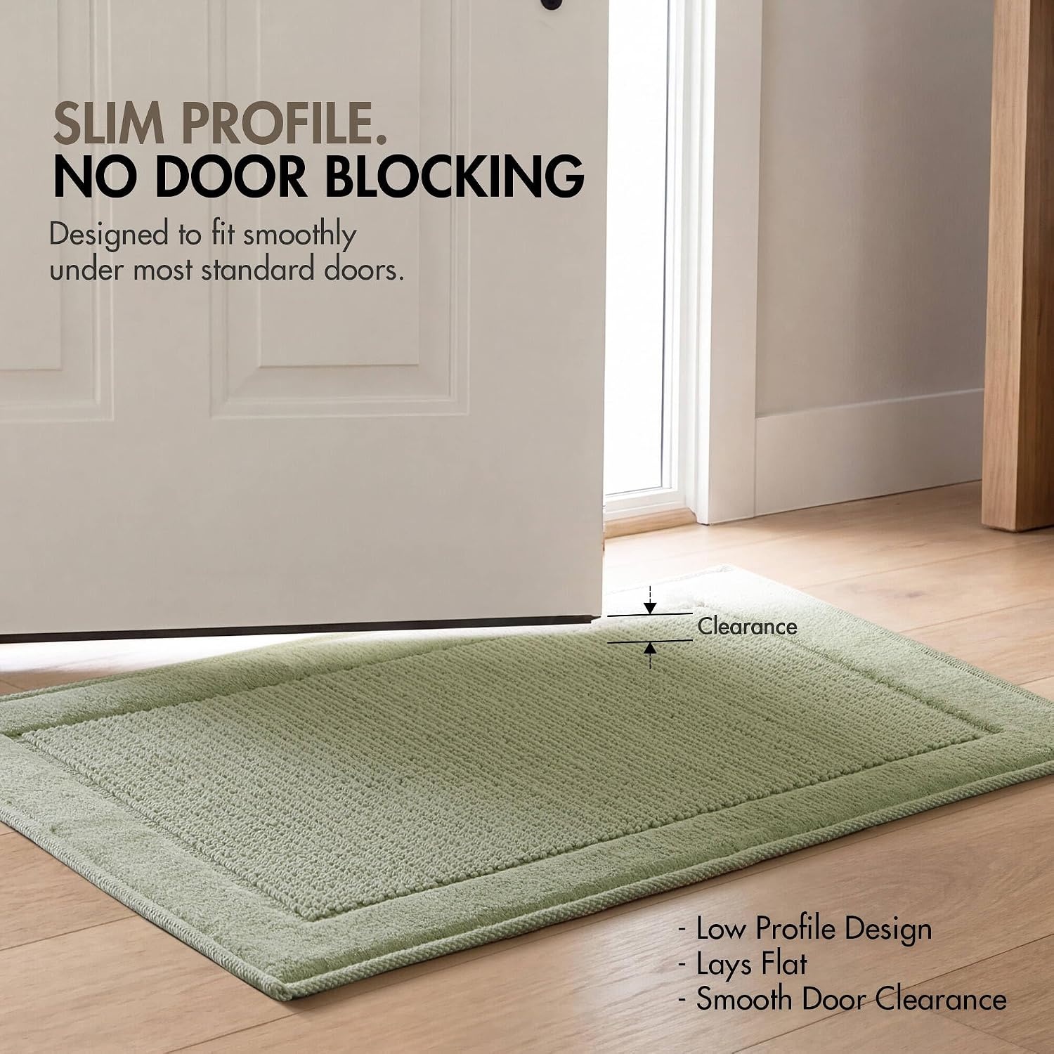 image:imageMadison Park Sanctuary 100 Cotton NonSlip Bath Rug for Bathroom Bedroom amp Entryway 20x32 Inch LowProfile Soft Absorbent Woven Bathroom Rug Machine Washable Sage GreenSage Green