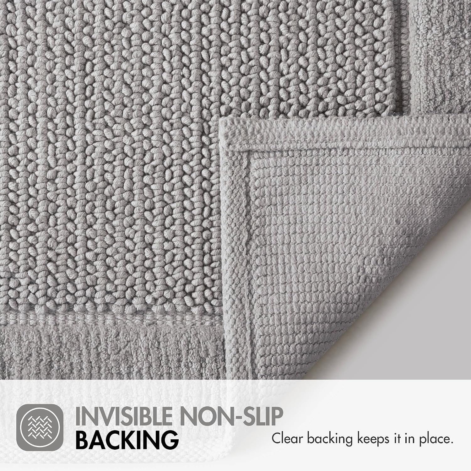 image:imageMadison Park Sanctuary 100 Cotton NonSlip Bath Rug for Bathroom Bedroom amp Entryway 20x32 Inch LowProfile Soft Absorbent Woven Bathroom Rug Machine Washable Sage GreenGrey
