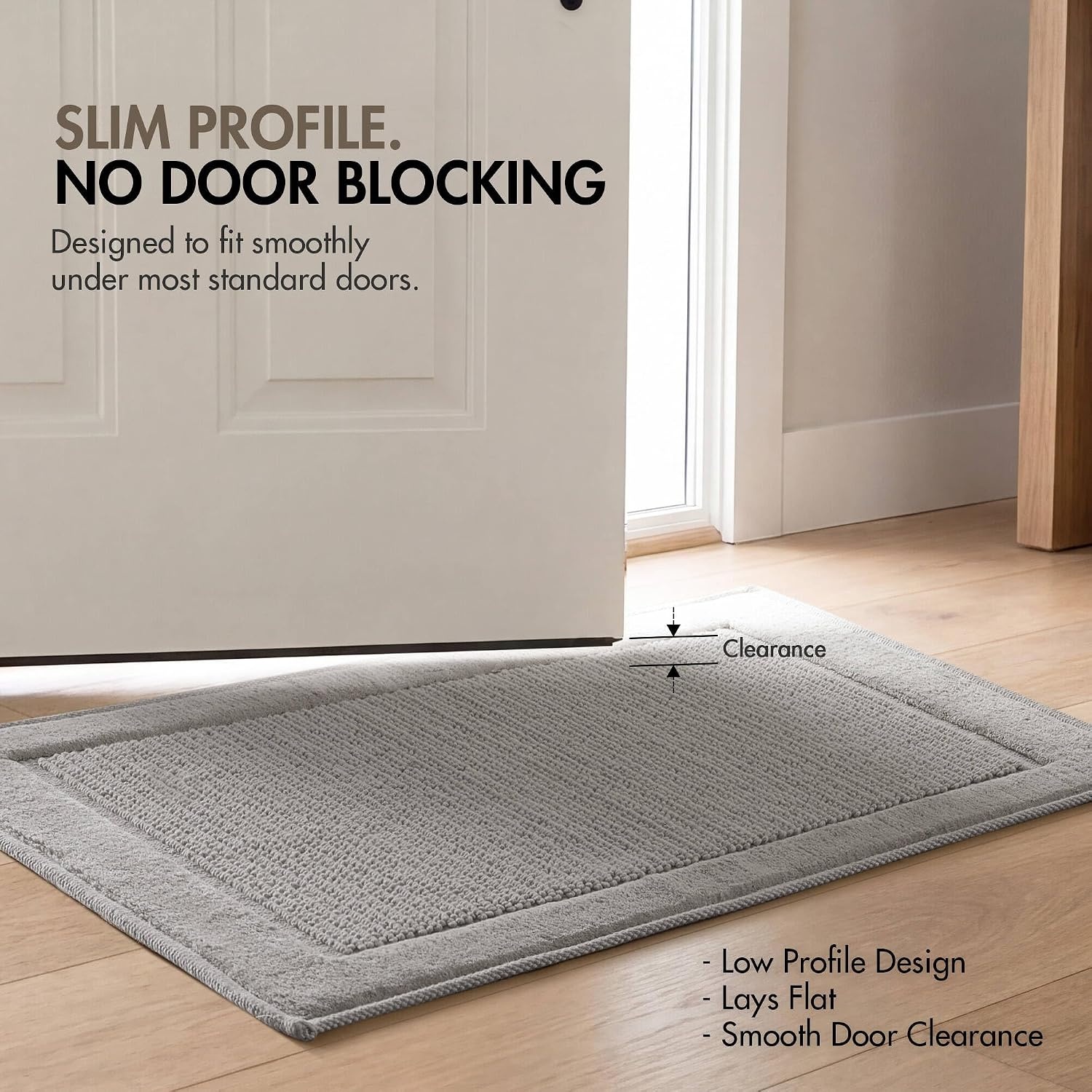 image:imageMadison Park Sanctuary 100 Cotton NonSlip Bath Rug for Bathroom Bedroom amp Entryway 20x32 Inch LowProfile Soft Absorbent Woven Bathroom Rug Machine Washable Sage GreenGrey