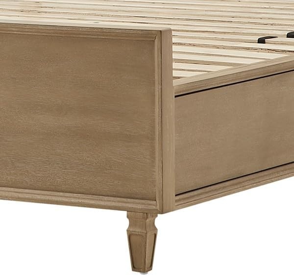 image:imageMadison Park Signature Queen Solid Wood Bed Frame with Upholstered Headboard Wood Slats Support No Box Spring Easy Assembly