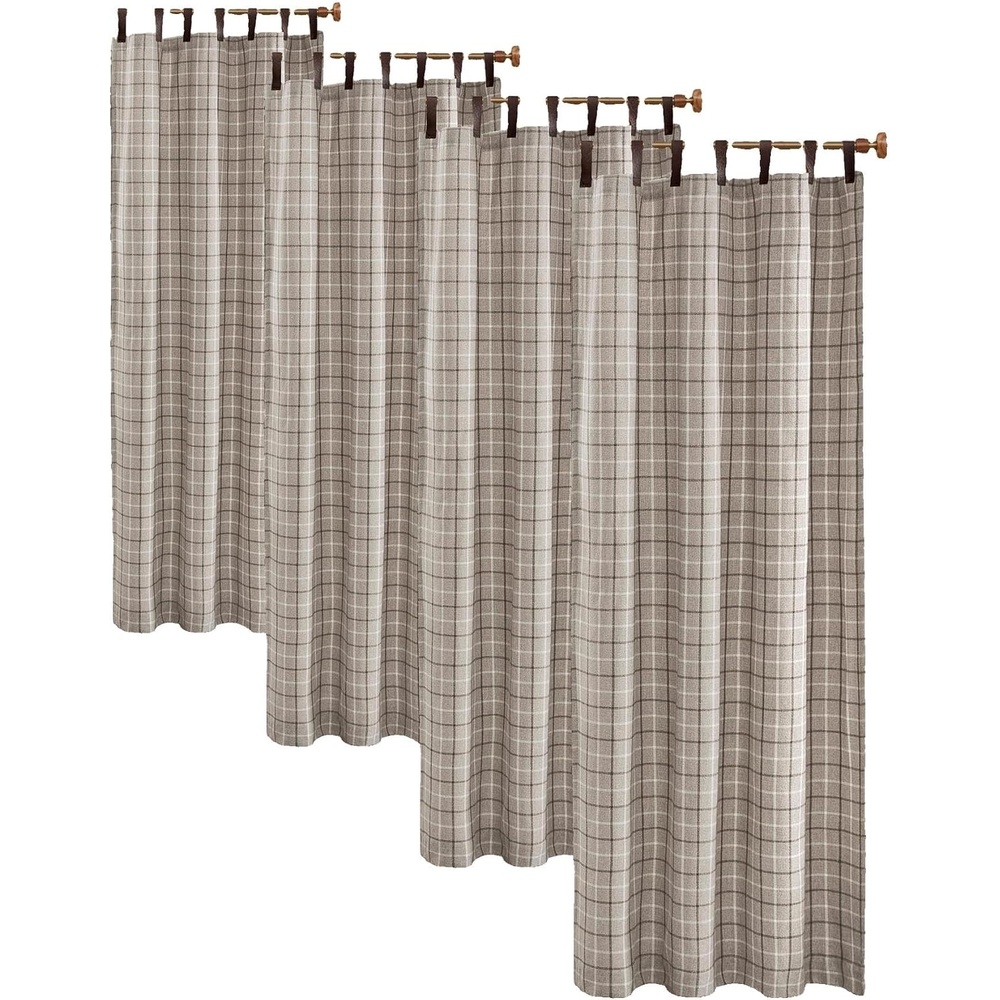 image:imageMadison Park Anaheim Cabin Plaid Curtain Window Thermal Insulated Fleece Lining Living Room Decor Room Darkening Drape for Bedroom 1Single Panel Pack 50x95 Rod Pocket amp Front Tab NeutralFaux Leather Tab  Brown
