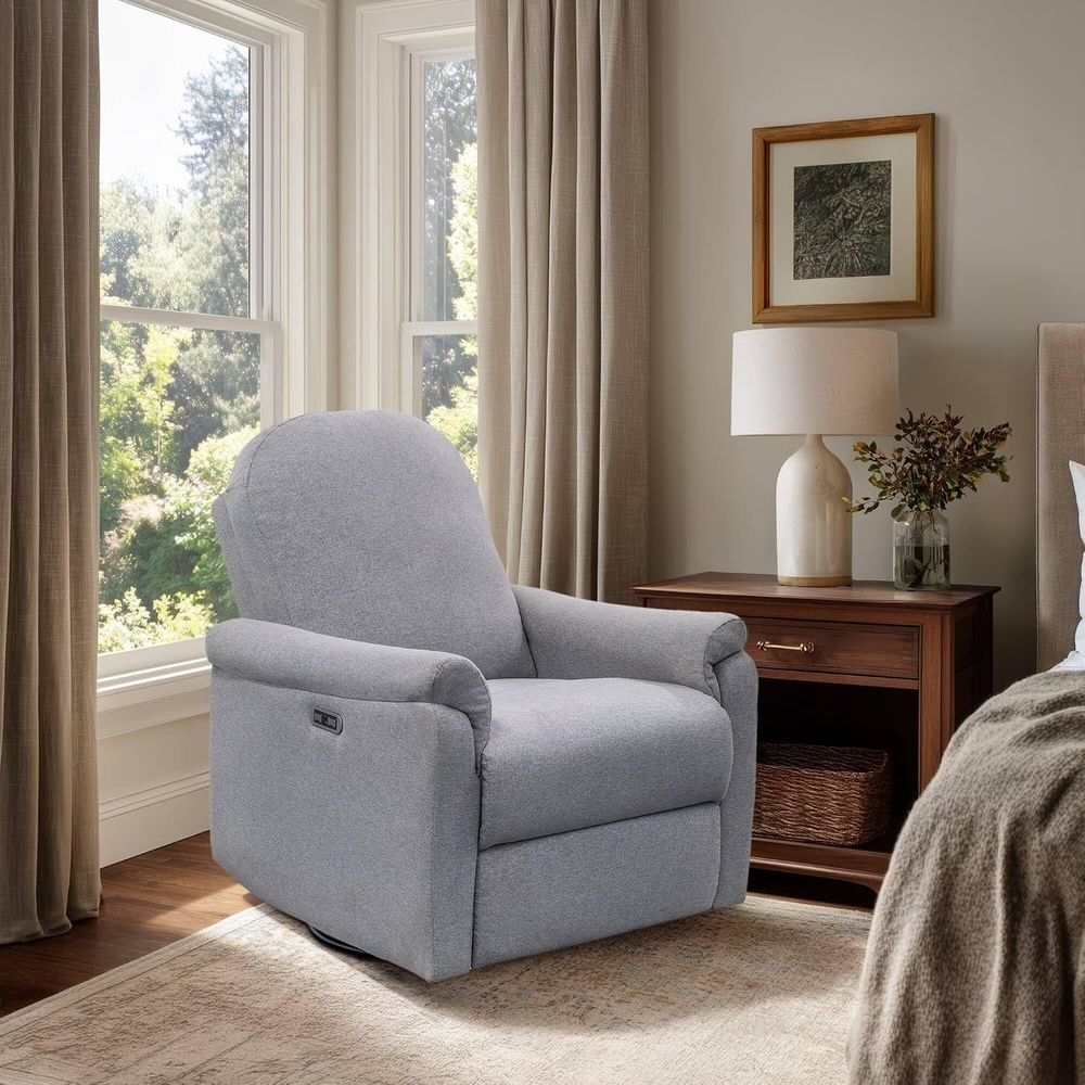 image:imageMadison Park Recliner amp Rocking Chair Glider Recliner Nursery Chair for Living Room amp Bedroom Swivel Rocker Recliner with a Rounded Back Versatile 3in1 Accent Chair for Small Spaces Light GreyLight Grey