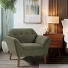 Ink+Ivy Newport Wide Mid-Century Modern Lounge Chair Hand-Tufted Velvet Upholstered Accent Armchair with Solid Wood Pecan Legs for Living Room Bedroom Reading(Green)