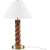 Ink+Ivy Twisted Faux Wood Finish Table Lamp with White lampshade, Integrated USB-C Charging Port, One Type A Bulb is Included, for Bedroom, Nightstands, Living Room