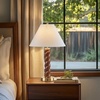 Ink+Ivy Twisted Faux Wood Finish Table Lamp with White lampshade, Integrated USB-C Charging Port, One Type A Bulb is Included, for Bedroom, Nightstands, Living Room