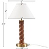 Ink+Ivy Twisted Faux Wood Finish Table Lamp with White lampshade, Integrated USB-C Charging Port, One Type A Bulb is Included, for Bedroom, Nightstands, Living Room