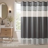 Madison Park Amherst Bathroom Shower Curtain Faux Silk Pieced Striped Modern Microfiber Bath Curtains, 72×72 Inches, Grey(Grey)