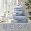 Madison Park Hayden 6 Piece Bath & Hand Towel Set, 550 GSM, Charcoal | Yarn-Dyed Dobby Slub Texture, 100% Combed Cotton, 2 Bath 2 Hand 2 Washcloth, Soft Absorbent Spa Hotel Quality Towels(Blue)