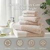 Madison Park Hayden 6 Piece Bath & Hand Towel Set, 550 GSM, Charcoal | Yarn-Dyed Dobby Slub Texture, 100% Combed Cotton, 2 Bath 2 Hand 2 Washcloth, Soft Absorbent Spa Hotel Quality Towels(Beige)