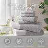 Madison Park Hayden 6 Piece Bath & Hand Towel Set, 550 GSM, Charcoal | Yarn-Dyed Dobby Slub Texture, 100% Combed Cotton, 2 Bath 2 Hand 2 Washcloth, Soft Absorbent Spa Hotel Quality Towels(Grey)