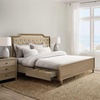 Madison Park Signature Queen Solid Wood Bed Frame with Upholstered Headboard, Wood Slats Support, No Box Spring, Easy Assembly