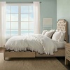 Madison Park Signature Queen Solid Wood Bed Frame with Upholstered Headboard, Wood Slats Support, No Box Spring, Easy Assembly