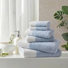 Madison Park Hayden 6 Piece Bath & Hand Towel Set, 550 GSM, Charcoal | Yarn-Dyed Dobby Slub Texture, 100% Combed Cotton, 2 Bath 2 Hand 2 Washcloth, Soft Absorbent Spa Hotel Quality Towels(Blue)