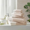 Madison Park Hayden 6 Piece Bath & Hand Towel Set, 550 GSM, Charcoal | Yarn-Dyed Dobby Slub Texture, 100% Combed Cotton, 2 Bath 2 Hand 2 Washcloth, Soft Absorbent Spa Hotel Quality Towels(Beige)