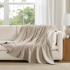 Madison Park Liquid Cotton Blanket Breathable, Softer Ring Spun Weave, Diamond Motif, Luxurious 100% Cotton All Seasons Lightweight Summer Blanket for Bed, Couch, Office, Olive Green, Full/Queen(Beige)